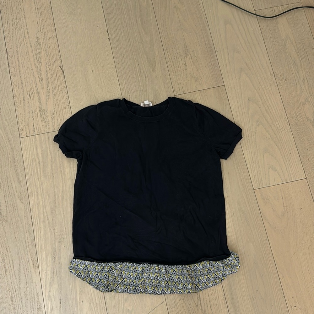 Black short sleeve sweater with floral back